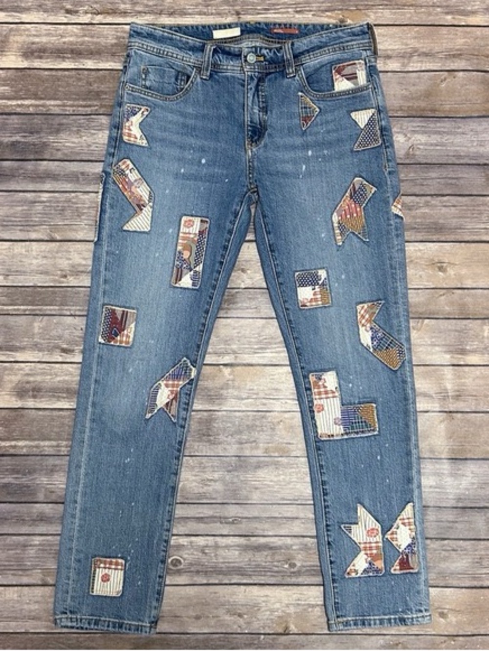 Anthropologie Pilcro & The Letterpress Patchwork Jeans SLIM BOYFRIEND